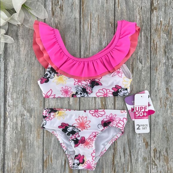 Rash Guard Swimsuit & Bikini Featuring Mini Mouse 2-Pack Size - Picture 4 of 5